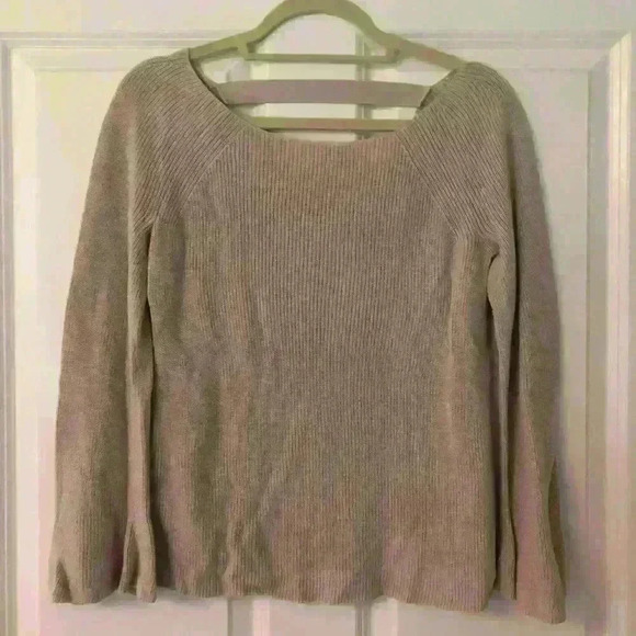 LOFT Bar Bell Sleeve Sweater in Dove Mist - Picture 2 of 4